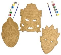 AHŞAP BOYAMA AFRİKA MASK 3'LÜ BOYAMA SETİ