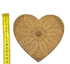 Ahşap Boyama Kalp Desenli Mandala Ahşap Boyama Objesi
