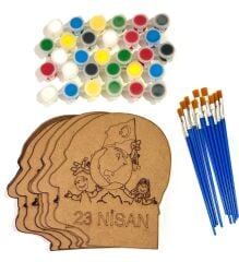 TOPTAN 10'LU PAKET AHŞAP BOYAMA 23 NİSAN ULUSAL EGEMENLİK VE ÇOCUK BAYRAMI  TEMALI  AHŞAP BOYAMA OBJESİ