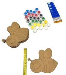 TOPTAN 10'LU PAKET ARI DESENLİ  AHŞAP BOYAMA OBJESİ