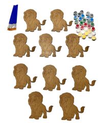 TOPTAN 10'LU PAKET ASLAN DESENLİ  AHŞAP BOYAMA OBJESİ