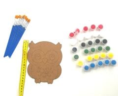 TOPTAN 10'LU PAKET BAYKUŞ AHŞAP BOYAMA OBJESİ BAYKUŞ DESENLİ