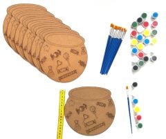 TOPTAN 10'LU PAKET FANUS İÇİNDE BAYRAM ŞEKERİ DESENLİ BOYANABİLİR AHŞAP BOYAMA OBJESİ