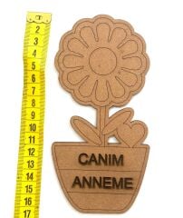 TOPTAN 10'LU PAKET CANIM ANNEME KALP DETAYLI ÇİÇEK AHŞAP BOYAMA OBJESİ ANNELER GÜNÜ ÖZEL AHŞAP BOYAMA