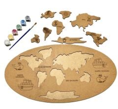 Çocuklar İçin Ahşap Boyama Kıtalar Okul Öncesi Etkinlik