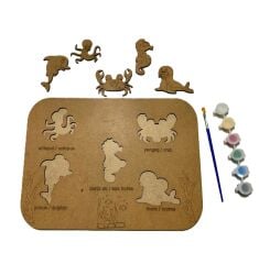 Çocuklar İçin Ahşap Boyama Deniz Canlıları Okul Öncesi