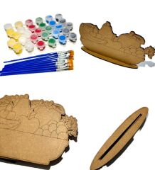 10'lu Paket Ahşap Boyama Meyve Tabağı Eğitici Etkinlik
