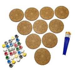 10 Lu Paket Ahşap Boyama Mandala Eğitici Etkinlik