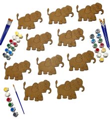 10 Lu Paket Ahşap Boyama Fil Eğitici Etkinlik