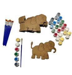 10 Lu Paket Ahşap Boyama Fil Eğitici Etkinlik