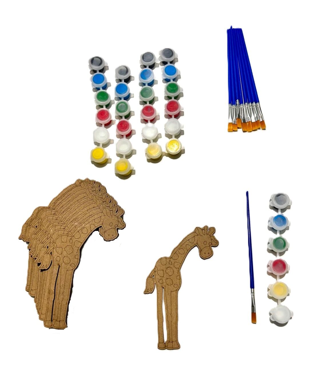 10 Lu Paket Ahşap Boyama Zürafa Eğitici Etkinlik