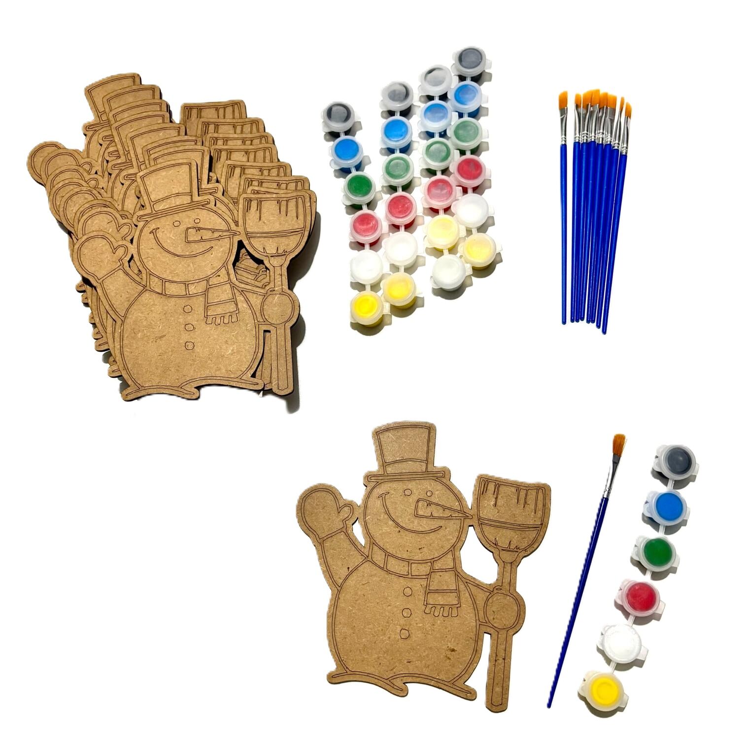 10 Lu Paket Ahşap Kardan Adam Boyama Eğitici Etkinlik