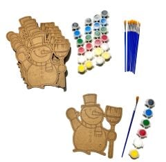 10 Lu Paket Ahşap Kardan Adam Boyama Eğitici Etkinlik