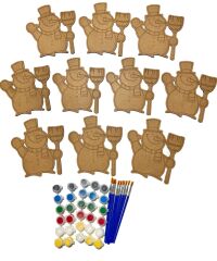 10 Lu Paket Ahşap Kardan Adam Boyama Eğitici Etkinlik