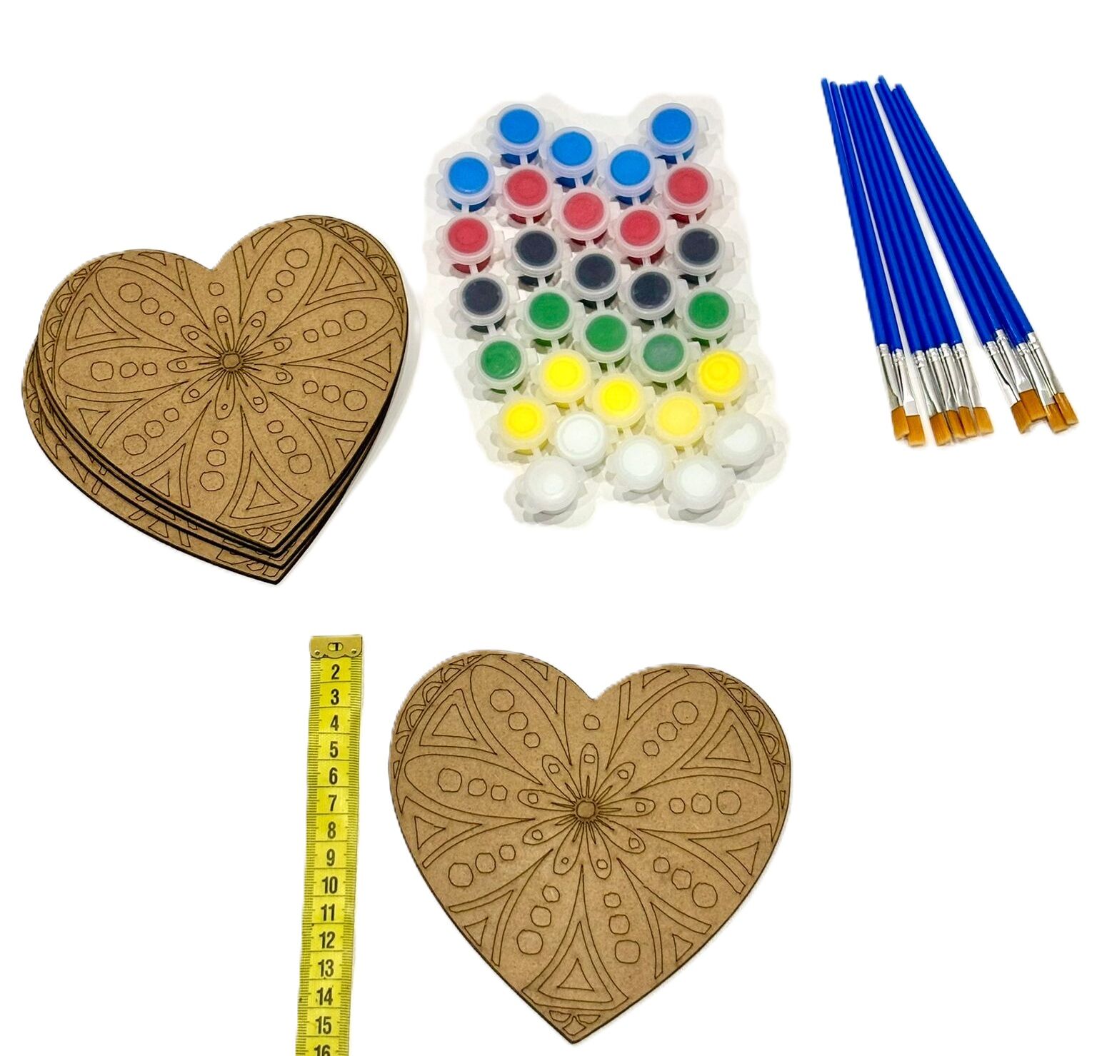 10'lu Paket Ahşap Boyama Mandala Eğitici Etkinlik Sevgi Haftası Kalp Mandala Sevgi Haftası