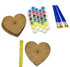 10'lu Paket Ahşap Boyama Mandala Eğitici Etkinlik Sevgi Haftası Kalp Mandala Sevgi Haftası
