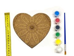 10'lu Paket Ahşap Boyama Mandala Eğitici Etkinlik Sevgi Haftası Kalp Mandala Sevgi Haftası