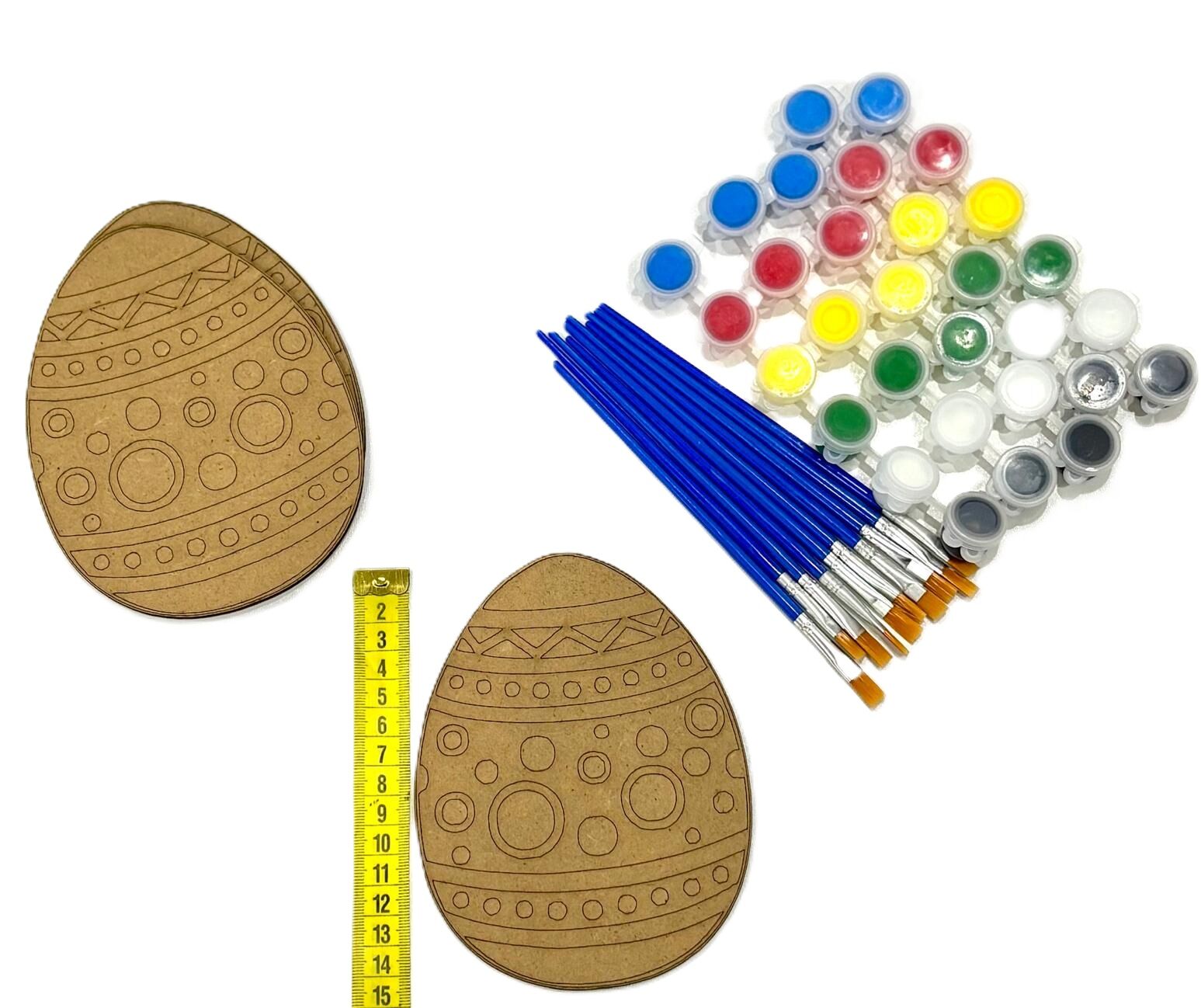 10'lu Paket Ahşap Boyama Yumurta Mandala Çoçuk Etkinlik Kreş Etkinlik Hobi Seti Hobi Kit
