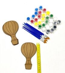 10'lu Paket Ahşap Boyama Seti Uçan Balon Sıcak Hava Balonu Mandala Çocuk Etkinlik Hobi Seti Hobi Kit