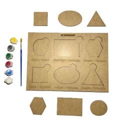 Ahşap Boyama Tak Çıkar Şekiller Geometrik Şekiller Eğitici Set Montesorri Oyun Seti