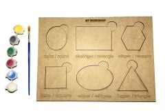 Ahşap Boyama Tak Çıkar Şekiller Geometrik Şekiller Eğitici Set Montesorri Oyun Seti