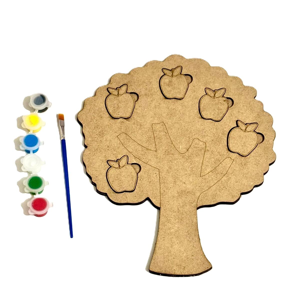 Ahşap Boyama Tak Çıkar Elma Ağacı Montessori Eğitici Etkinlik Boyama Seti