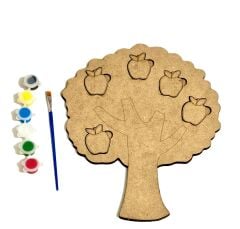 Ahşap Boyama Tak Çıkar Elma Ağacı Montessori Eğitici Etkinlik Boyama Seti