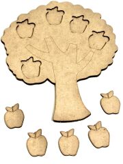Ahşap Boyama Tak Çıkar Elma Ağacı Montessori Eğitici Etkinlik Boyama Seti