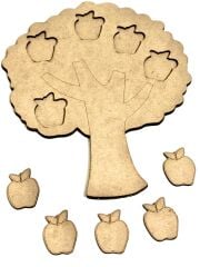 Ahşap Boyama Tak Çıkar Elma Ağacı Montessori Eğitici Etkinlik Boyama Seti