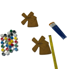 TOPTAN 10'LU PAKET AHŞAP BOYAMA YELDEĞİRMENİ TEMALI AHŞAP BOYAMA SETİ