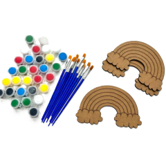 Ahşap Boyama Seti Gökkuşağı Desenli Ahşap Boyama Seti