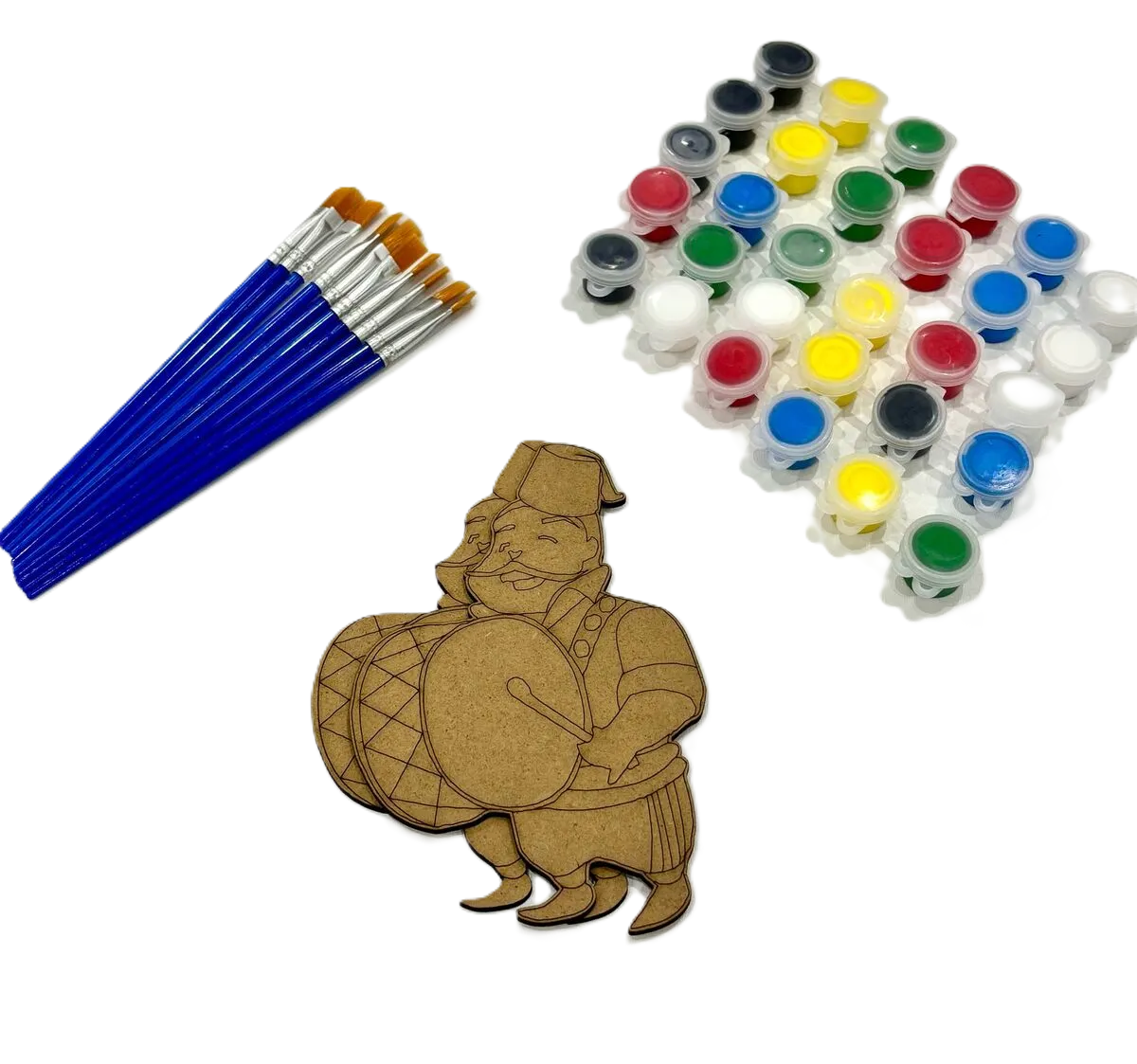 Toptan 10'lu Paket Ahşap Boyama Ramazan Davulcusu Desenli Ahşap Boyama Seti