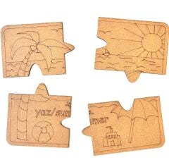 Çocuklar İçin Ahşap Boyama Yaz Temalı Yapboz Okul Öncesi