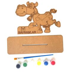 Toptan Ahşap Boyama Kurban Bayramı İnek (boya+fırça)