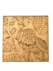 Çocuklar İçin Ahşap Boyama Fil Desenli Boyama Okul Öncesi