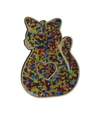 Çocuklar İçin Ahşap Boyama Kedi Boncuk Süsleme