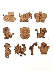 10 Adet Çocuklar İçin Ahşap Boyama Karışık Hayvan Figürü