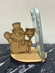 Çocuklar İçin Ahşap Boyama Yılbaşı Telefon Tutucu