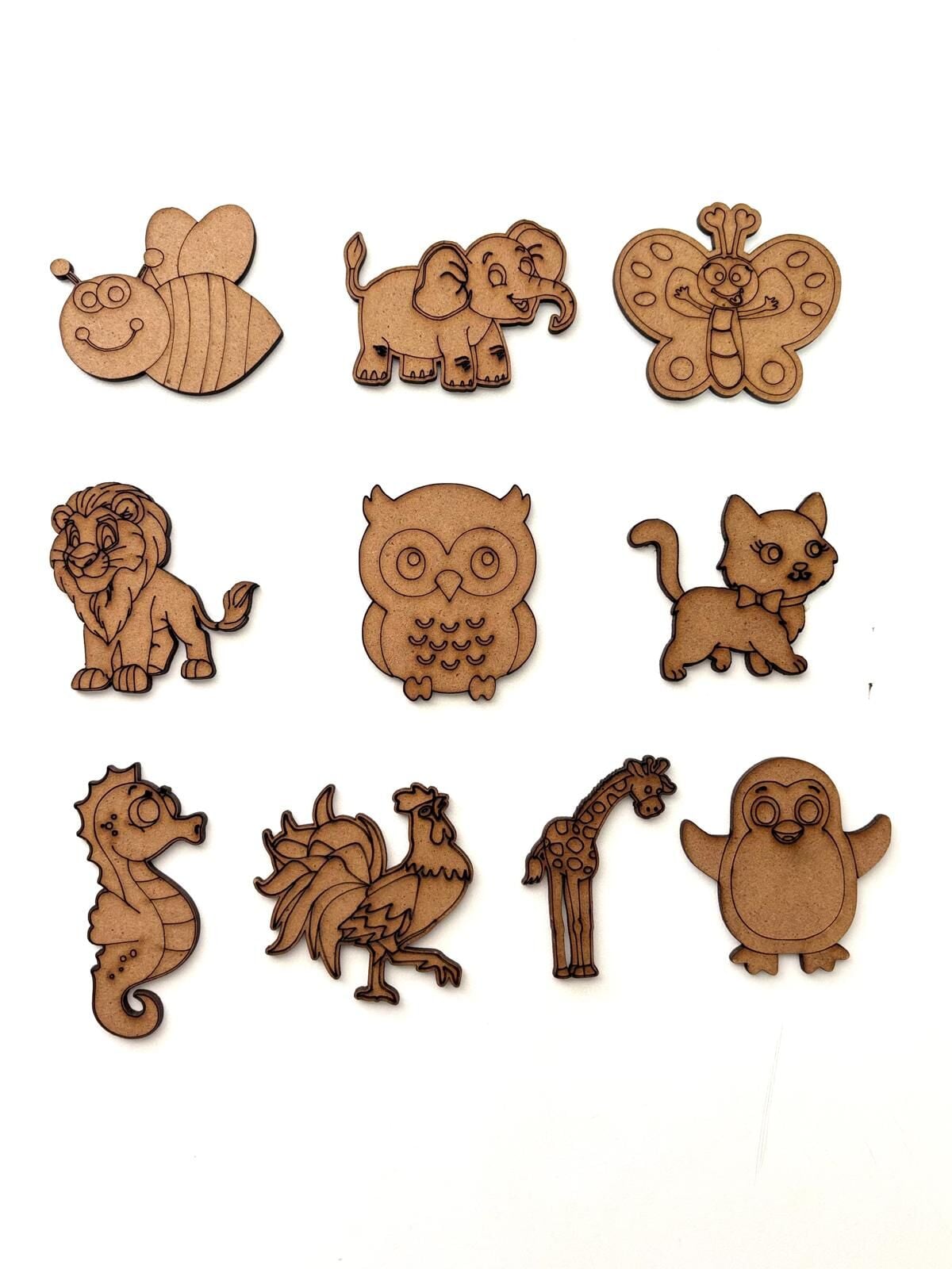 10 Adet Çocuklar İçin Ahşap Boyama Karışık Hayvan Figürü