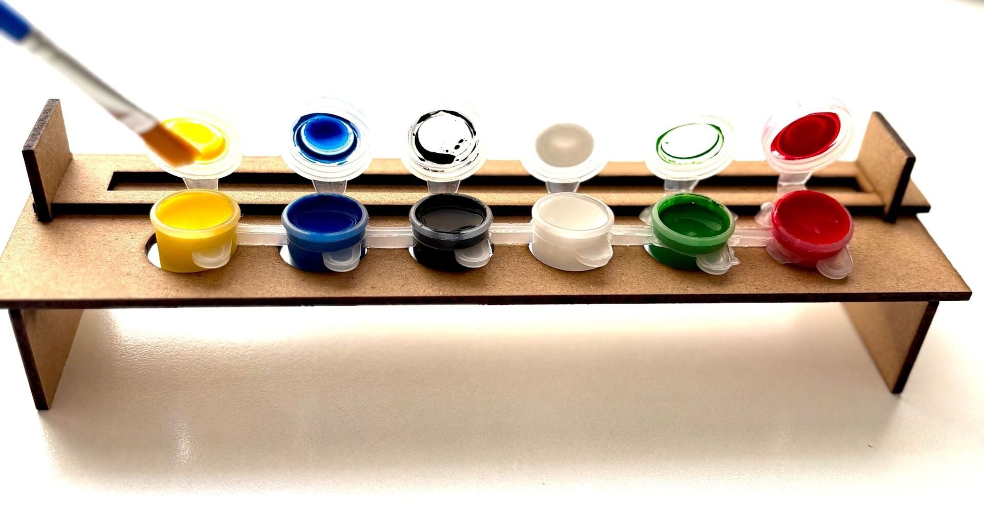 Boya Standı Boyalık 6'lı Şerit 3ml Boya Kabı Uyumlu Ahşap