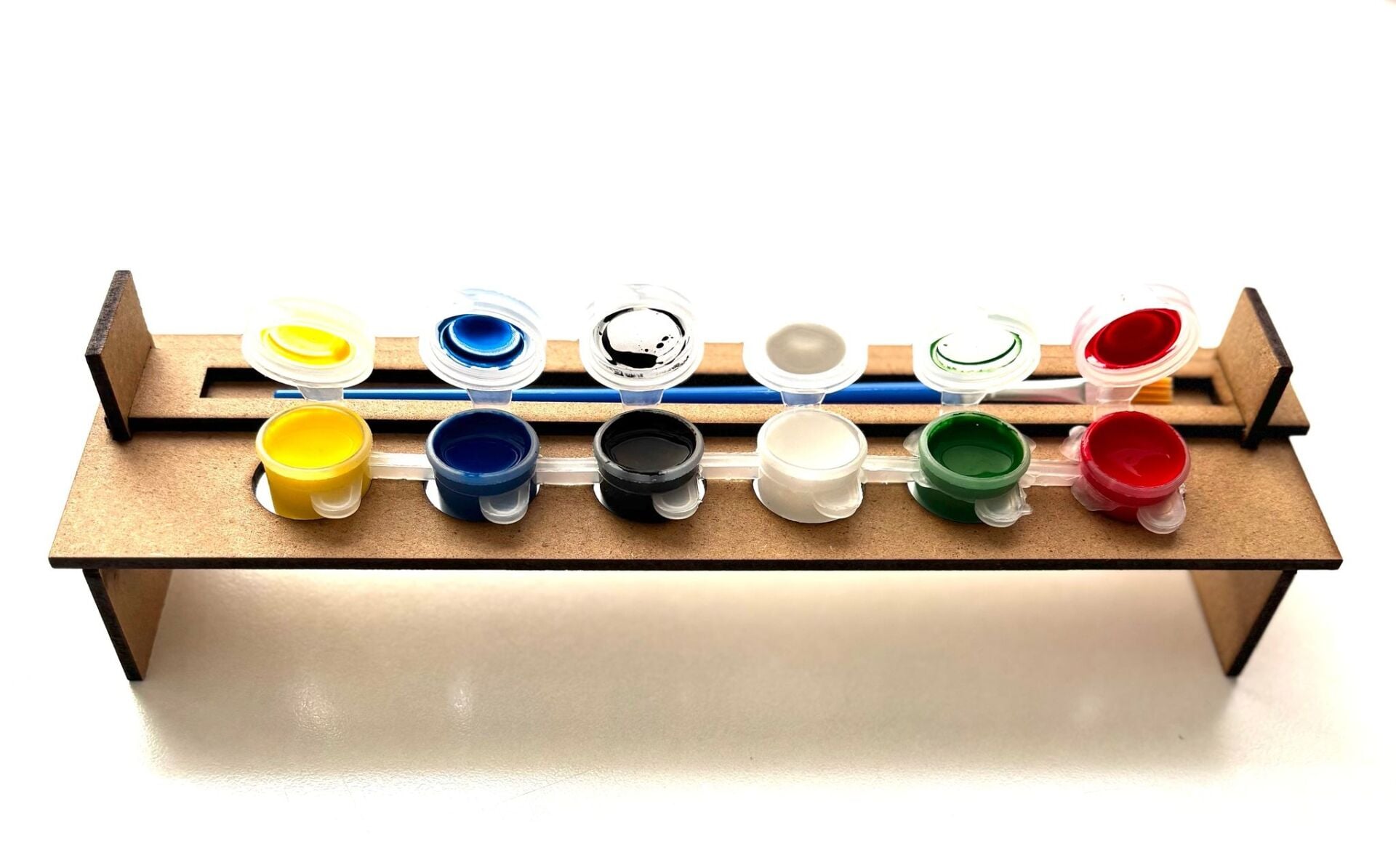 Boya Standı Boyalık 6'lı Şerit 3ml Boya Kabı Uyumlu Ahşap