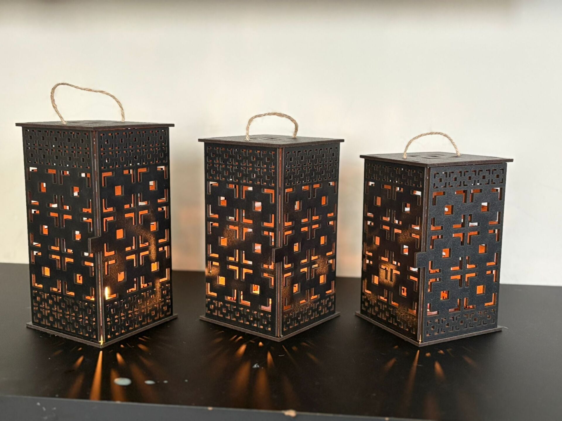 Mumluk 3'lü Set Şamdan Fener Kandil