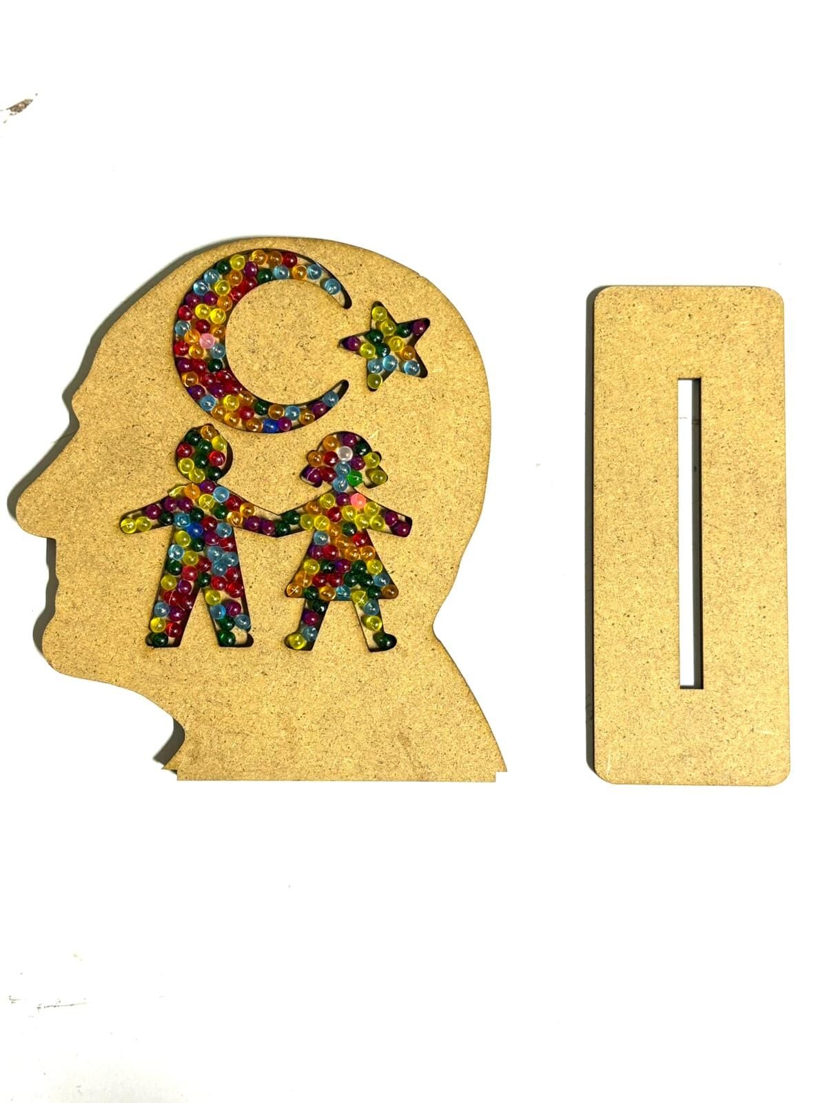 Çocuklar İçin Ahşap Boyama Atatürk Bayrak Boncuk Doldurma