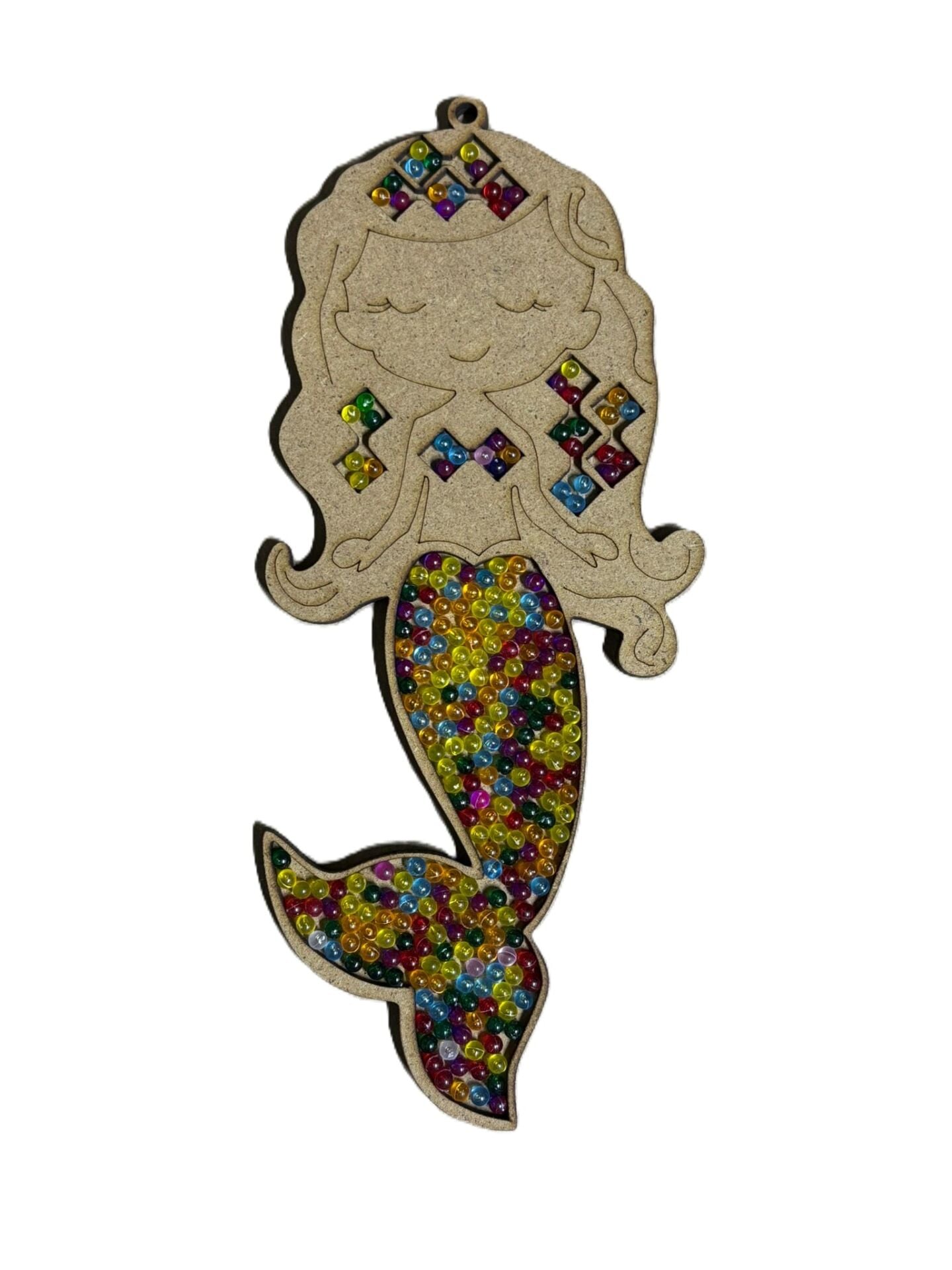 Çocuklar İçin Ahşap Boyama Deniz Kızı Boncuk Süsleme