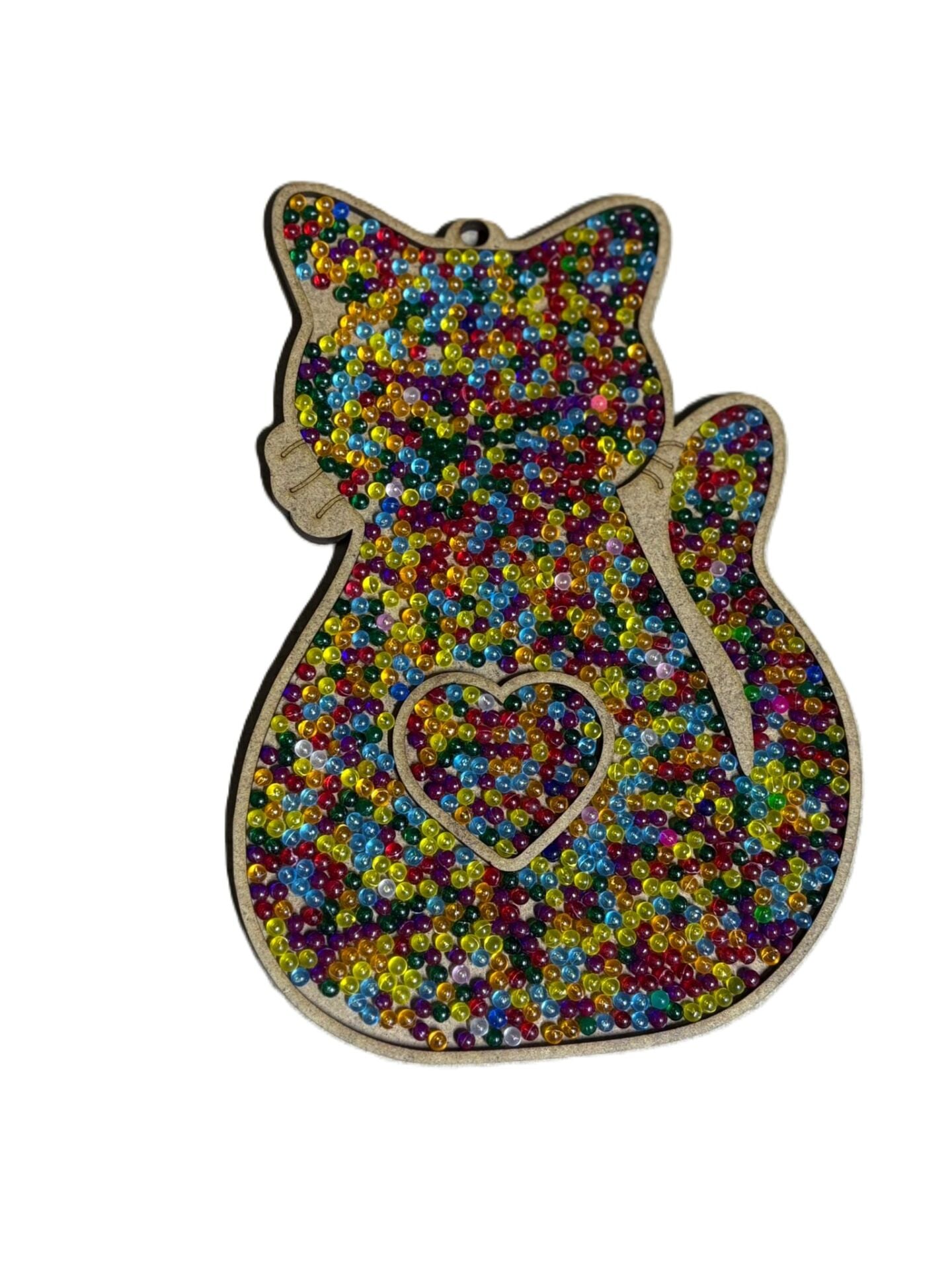 Çocuklar İçin Ahşap Boyama Kedi Boncuk Süsleme