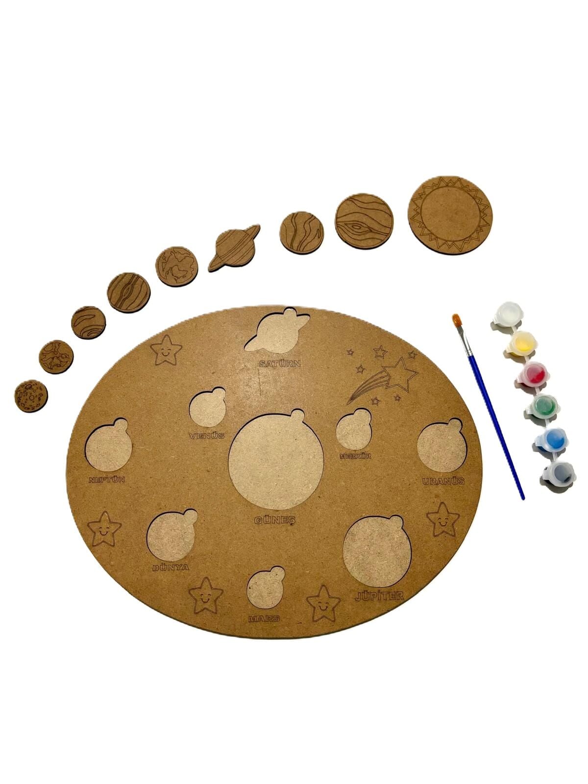 Çocuklar İçin Ahşap Boyama Güneş Sistemi Okul Öncesi
