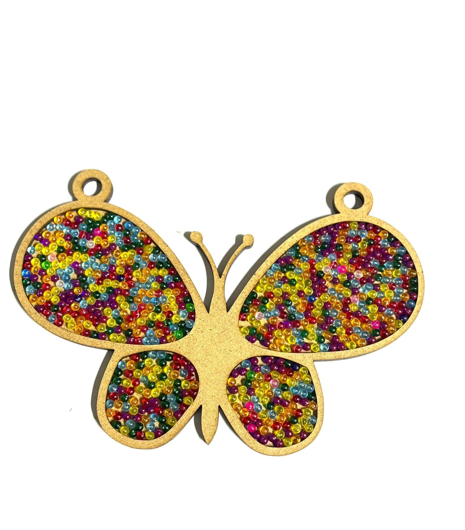 Çocuklar İçin Ahşap Boyama Kelebek Boncuk Süsleme