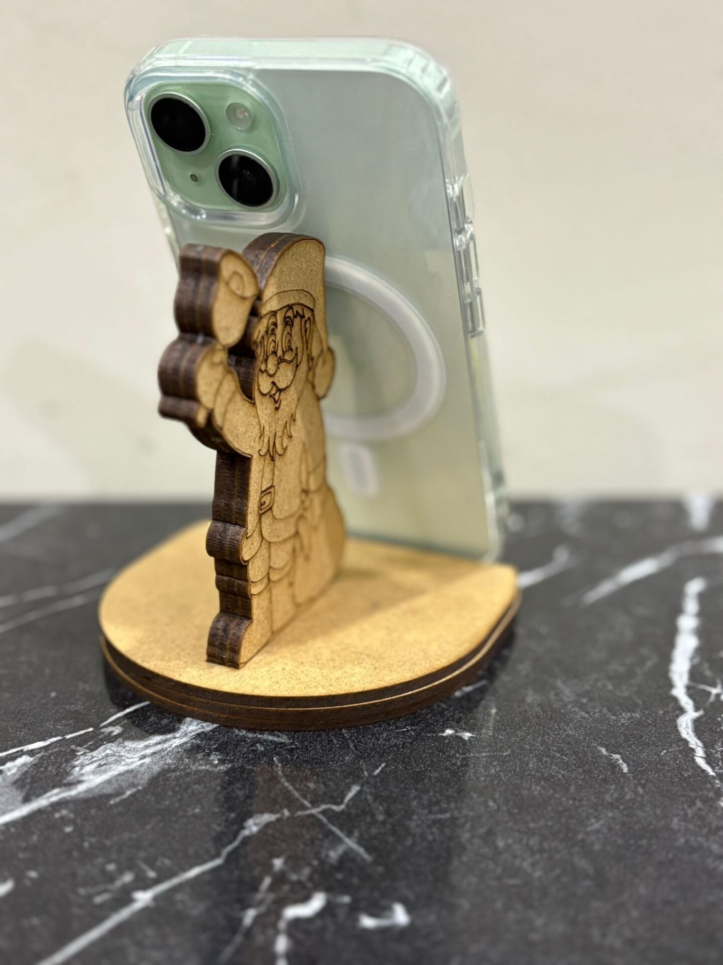 Çocuklar İçin Ahşap Boyama Yılbaşı Telefon Tutucu