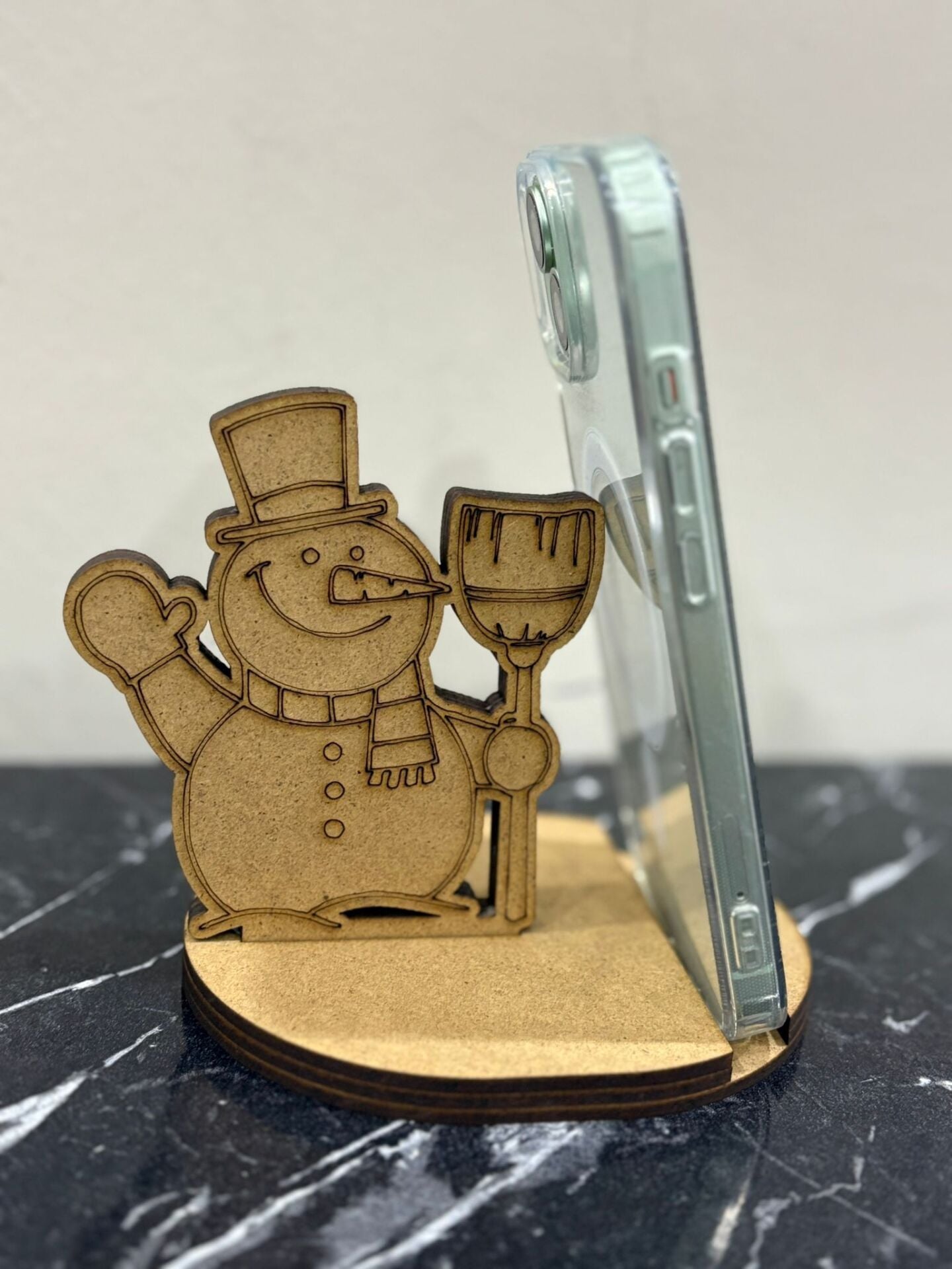 Çocuklar İçin Ahşap Boyama Yılbaşı Telefon Tutucu