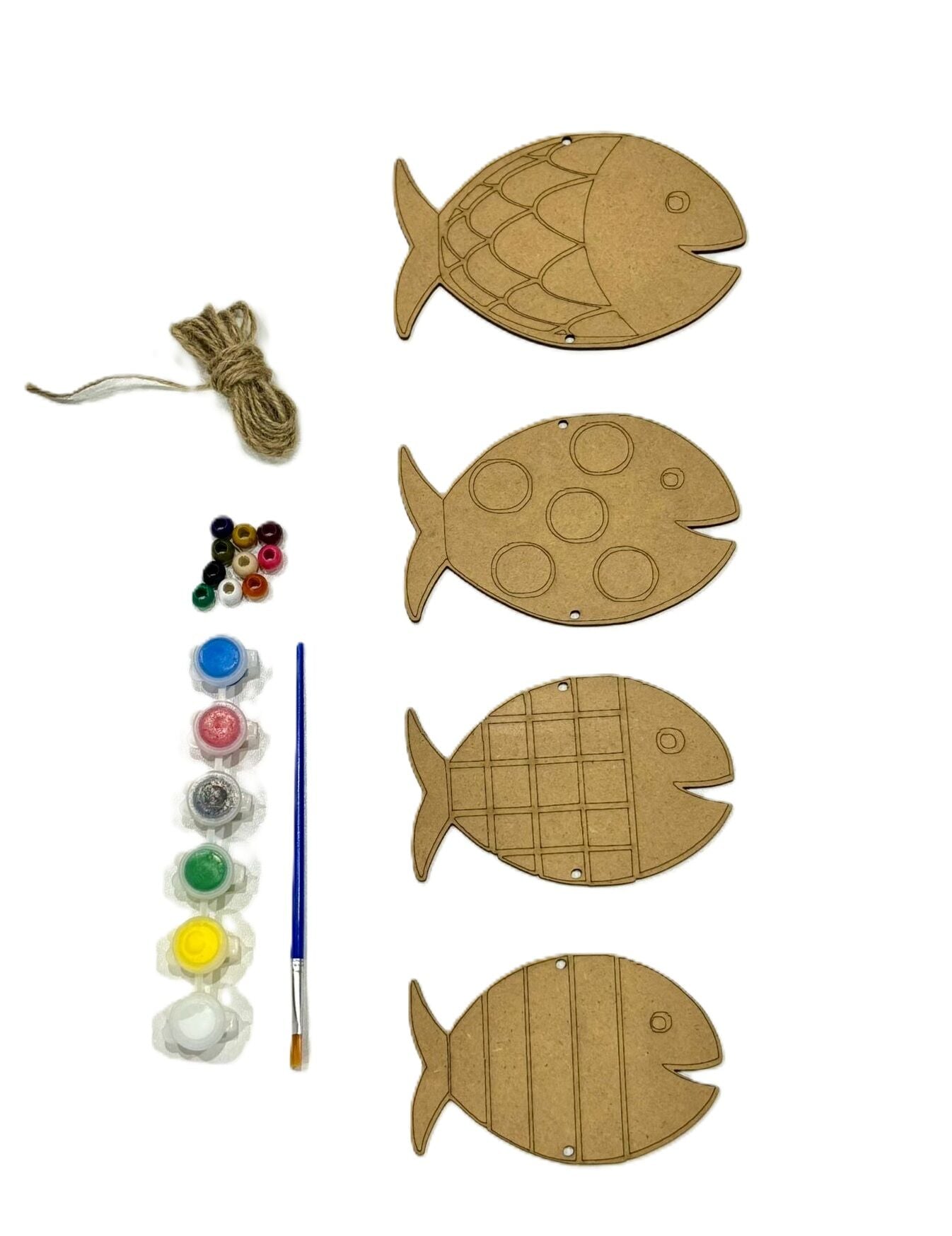 Çocuklar İçin Ahşap Boyama Balık Seti Hobi Kiti Okul Öncesi